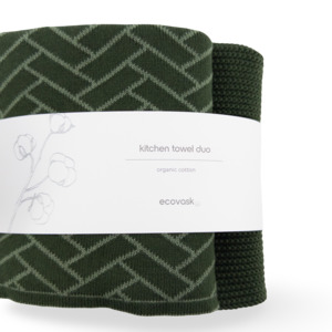 Kitchen Towel Duos - Forest Herringbone