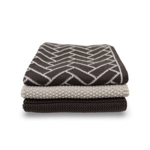 Products: Dishcloth Variety 3pk - Chocolate Herringbone
