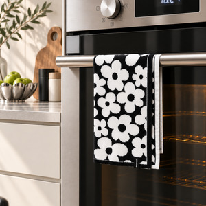 Kitchen Towels: The Ultimate Tea Towel - Black | White Petal
