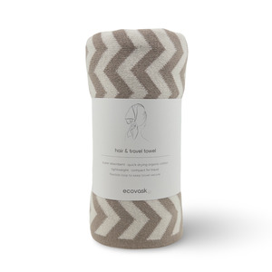 Bath Body: Hair & Travel Towel - Hummus Chevron [SECOND]