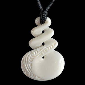 Craft: Engraved Triple Twist, handcrafted bone pendant