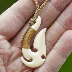 Craft: Bound Matau-Koru, handcrafted bone pendant