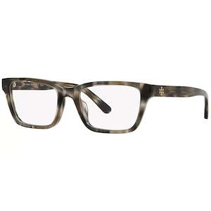 Eyeglasses: Tory Burch Women's Striped Olive Tortoise Square Eyeglass Frames - TY2118U 1847