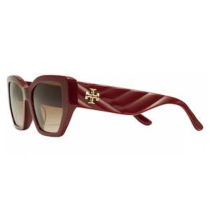 Tory Burch Eyewear: Tory Burch Kira Women's Berry Red Geometric Cat-Eye Sunglasses TY7187U-201813-53