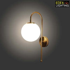Antique Wall Lights: Indoor Wall Light Brass color Opel glass 6150