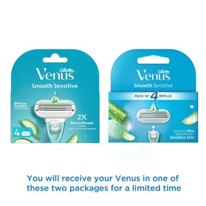Mens: Gillette - Venus Women Smooth Sensitive Set of 4 Cartridges with Aloe Extracts