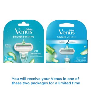 Mens: Gillette - Venus Women Smooth Sensitive Set of 2 Cartridges with Aloe Extracts