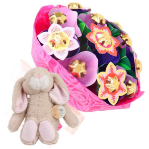 Eco Friendly: Bright Bouquet and Bunny Baby Gift
