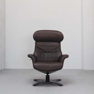 Blake Armchair / Footstool - Coffee + Leather