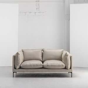 Apartment: Sabine 2 Seater Sofa - Stone + Leather
