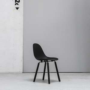 Dining Collection: TA Side Chair - Black + Oak Legs