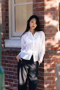 Womens Tops Tees: Expose Shirt- Rice