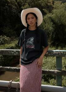 Womens Tops Tees: Cosmic Cow Oversized Tee - Stone Black Last One Was $55 Now