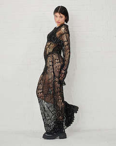Jinx Maxi Dress - Loose Sequin Yarn Black Last Sizes Were $189 Now
