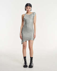 Astral Dress - Metallic Rib Asymetrical Silver Was $189 Now