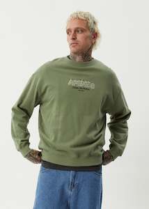 Afends Ember Recycled Crew Neck Sweatshirt - Oil Green Last Sizes Were $110 Now