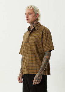 Mens: Afends Challenger Organic Check Short Sleeve Shirt - Elmwood