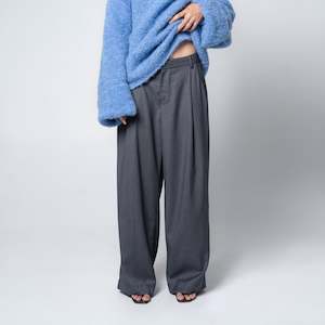 Womens Pants: Slouchy Pleat Pant - Grey Pinstripe - Last Pair