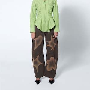 Womens Denim: Stencil Barrel Jean - Mud Melange