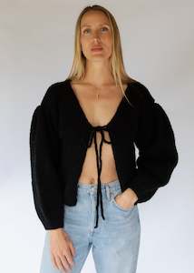 Handknitted Tie Cardigan - Noir