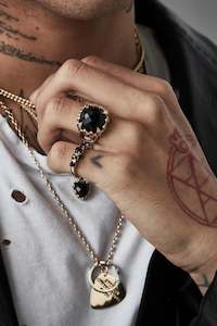 Stolen Girlfriends Club Claw Ring - Onyx/Gold Plated