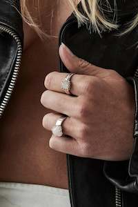Mens Jewellery: Stolen Girlfriends Club Baby Claw Ring - Rose Quartz/Silver