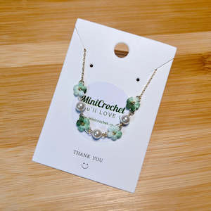 Micro Crochet Flower Necklace w Pearls