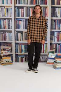 Mens Shirts: Long Sleeve Trope Shirt - Cocoa Check Was $150 Now