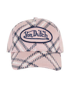 Accessories: Printed Twill Patch Trucker Hat - Pink