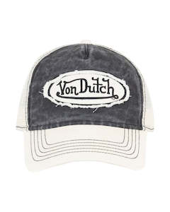 Accessories: Destroyed Patch Two Tone Trucker Hat - Ecru/Black