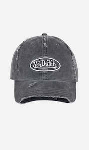 Destroyed Twill Embroidery Dad Cap - Black/Grey