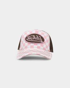 Trucker Hat- Pink and White Check