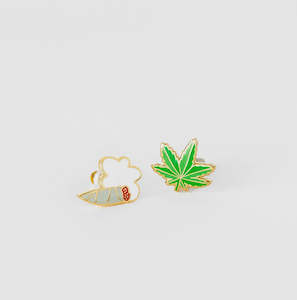 Yellow Owl: Weed Stud Earrings