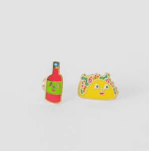 Yellow Owl: Taco & Hot Sauce Stud Earrings