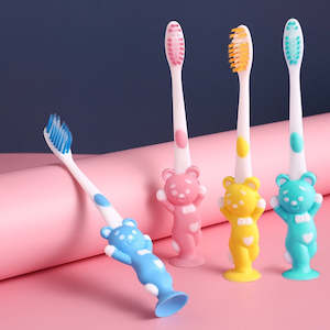 Kids Toothbrushes with Suction Cup 4pcs Set
