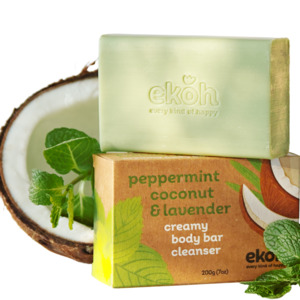 Organic Coconut Soap Bar - Peppermint Lavender Soap Eco Body Soap Bars 200g