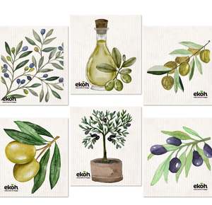 Cleaning Accessories: Eco Dishcloths Olives 6 Pack Premium Absorbent Swedish Dish Cloths