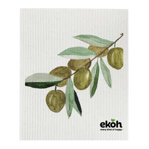 Eco Cleaning Cloths - Swedish Sponge Cloth Olive Leaves - Compostable Sponge Cloth (1pc)