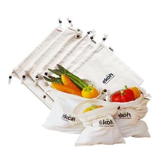Pantry Reusables Storage: Reusable Produce Bags Organic Cotton Vegetable Bags (6 pk )Eco Bags