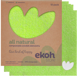 Swedish Dishcloths Ultimate 12 pk Apple Green Multipurpose Compostable Cleaning &hellip;