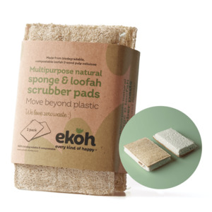Loofah Body Scrub & Multipurpose Eco Kitchen Scrubber Sponge 2 Pack