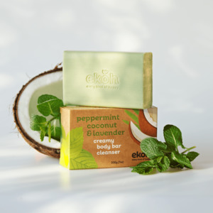 Organic Coconut Soap Bar 200g - Peppermint Lavender Natural Body Soap