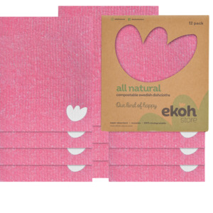 Swedish Dishcloths 12 Pack Pink - Reusable Eco Cleaning Cloths