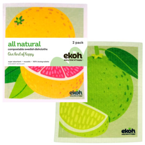 Swedish Dishcloths 2 Pack Grapefruit Lime | Reusable Eco Cloths