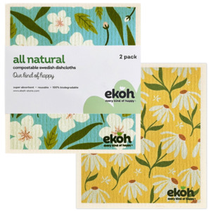 Swedish Dishcloths 2 Pack Spring Flowers | Reusable Eco Kitchen Cloths