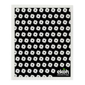 Bundles Multi Buys: Reusable Swedish Dishcloth – 1pc – Black & White Daisy Kitchen Cleaning Cloth – Plastic-Free & Compostable | EKOH