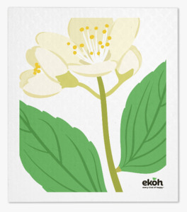 Swedish Dishcloth Jasmine Botanicals Floral - Reusable Eco Sponge Cloth 1pc