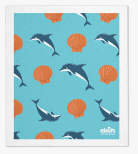 Bundles Multi Buys: Reusable Swedish Dishcloth – 1pc – Blue Dolphin Kitchen Cleaning Cloth – Plastic-Free & Compostable | EKOH