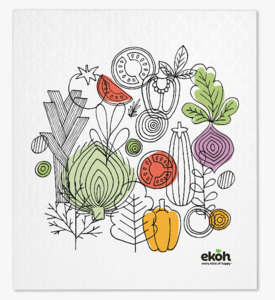 Reusable Swedish Dishcloth – 1pc – Veggie Print Kitchen Cleaning Cloth – P&hellip;