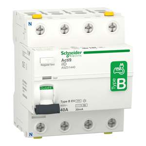 MCB's, RCD's & Mains Switches: Acti9 iID - Residual Current Circuit Breaker - 4P - 40A - 30mA - B type